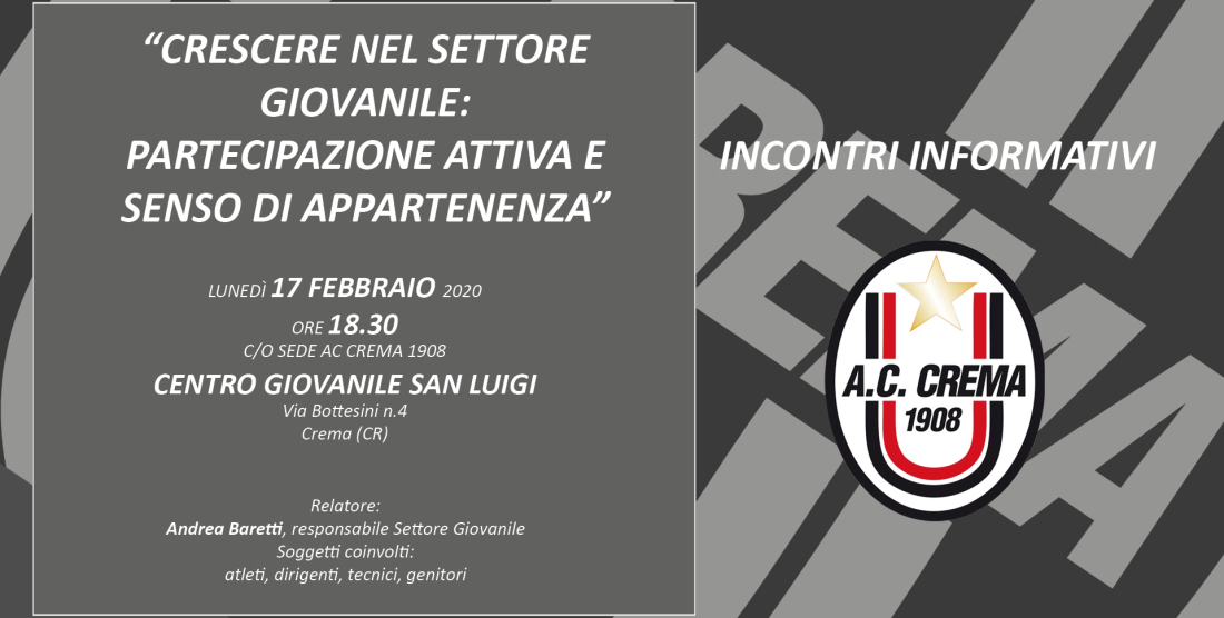 INCONTRO FORMATIVO: CRESCERE NEL SETTORE GIOVANILE: PARTECIPAZIONE ATTIVA E SENSO DI APPARTENENZA